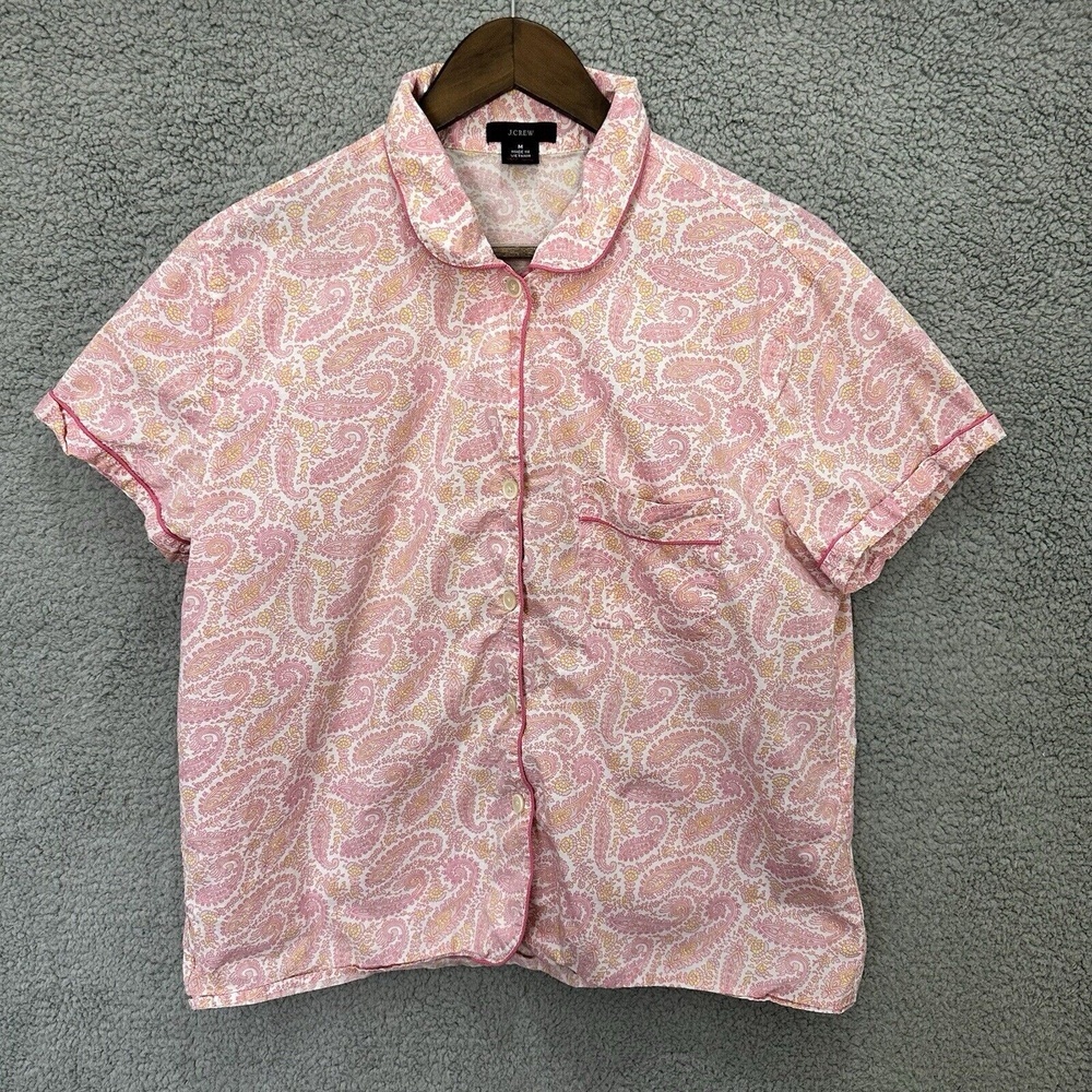 J.Crew Pajama Top Women Medium Pink‎ Paisley Coquette Cottagecore Lounge Preppy